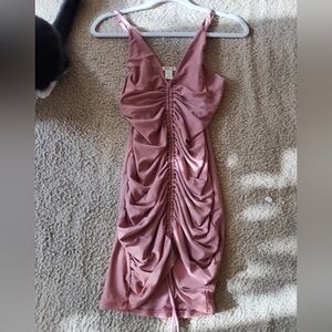 Ruched Dusty Rose Mini Dress